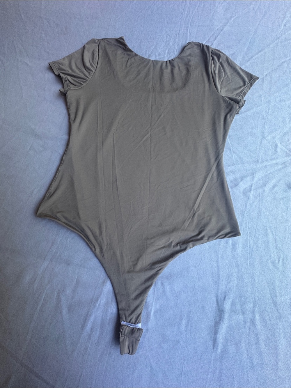 Women's Thong Basic Short Sleeve Bodysuit in Beige size M